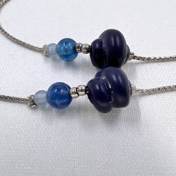 Blue Beaded Silver Tone 18” Chain Necklace - Picture 7 of 8